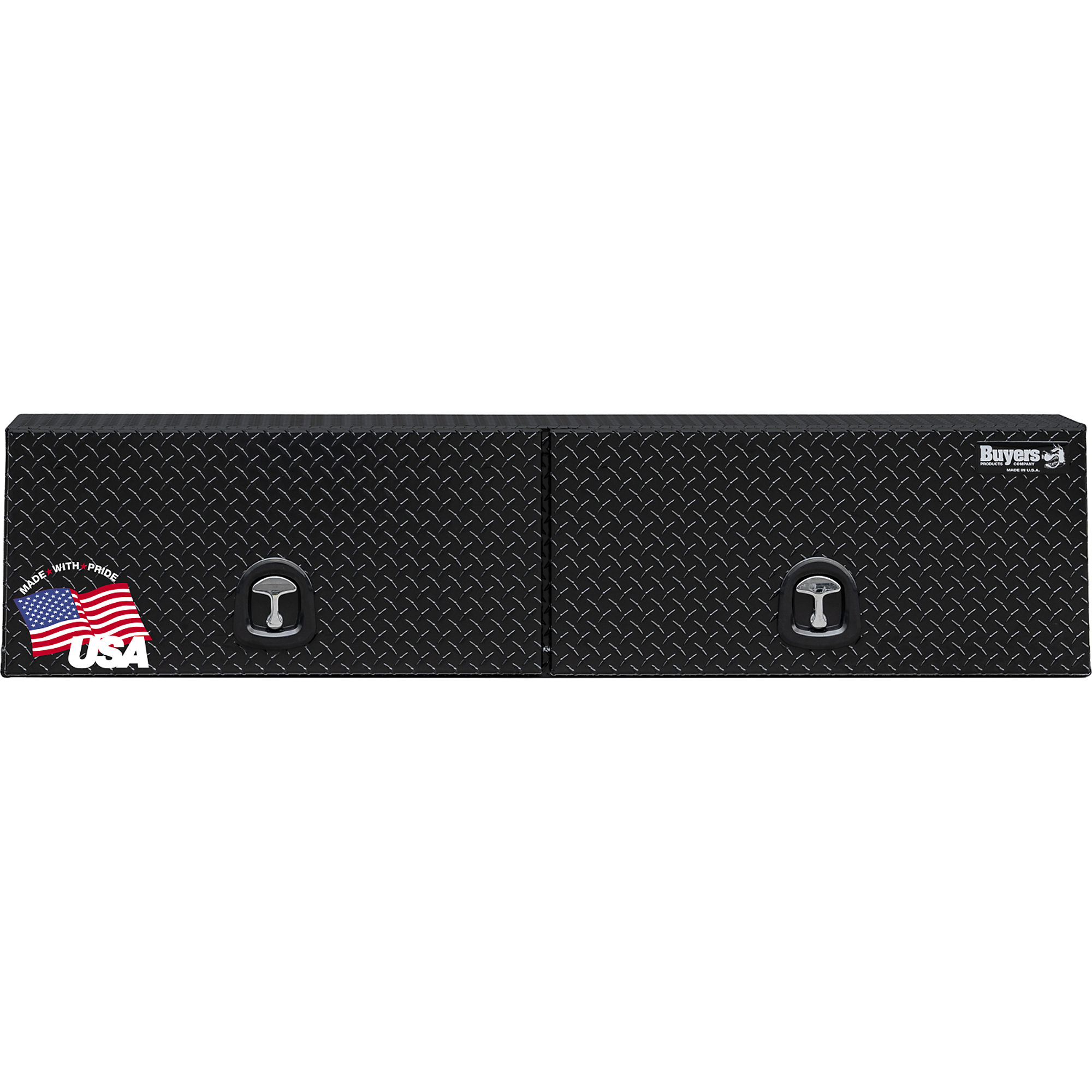Buyers Products, 18x16x88 Gloss Black Aluminum Topsider, Width 18 in, Material Aluminum, Color Finish Diamond Plate Glossy Black, Model# 1721364